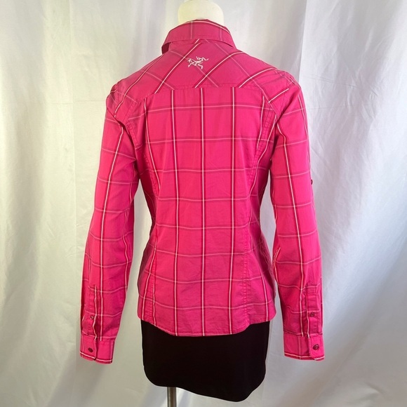 ARC’TERYX  PINK BUTTON DOWN SHIRT PLAID BUTTON DOWN SHIRT COTTON TOP SIZE MEDIUM - Picture 4 of 14